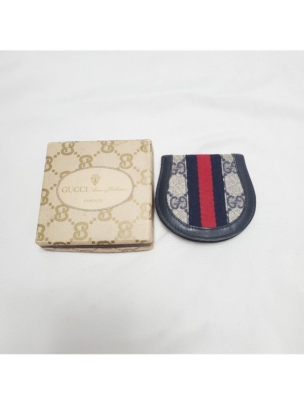 GUCCI Coin Purse Blue GG Supreme Canvas Leather